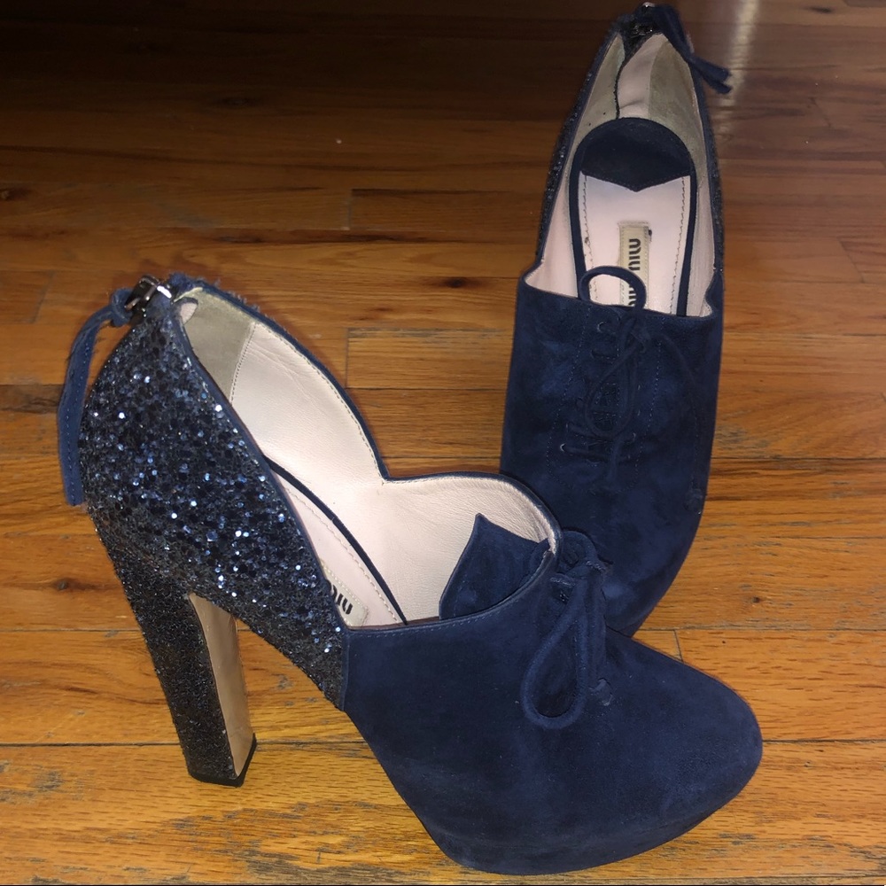 MIU MIU SUEDE GLITTER HEEL
